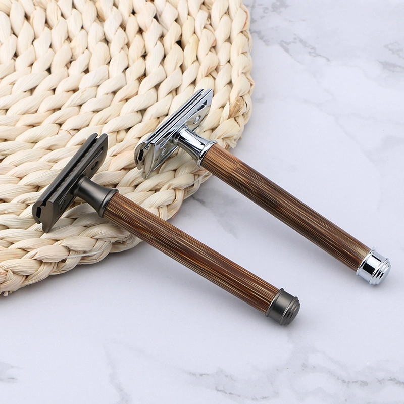 D670 Rts Natural Bamboo Handle Women′ S Shaving Classic Straight Cut 3 Piece Safety Razor